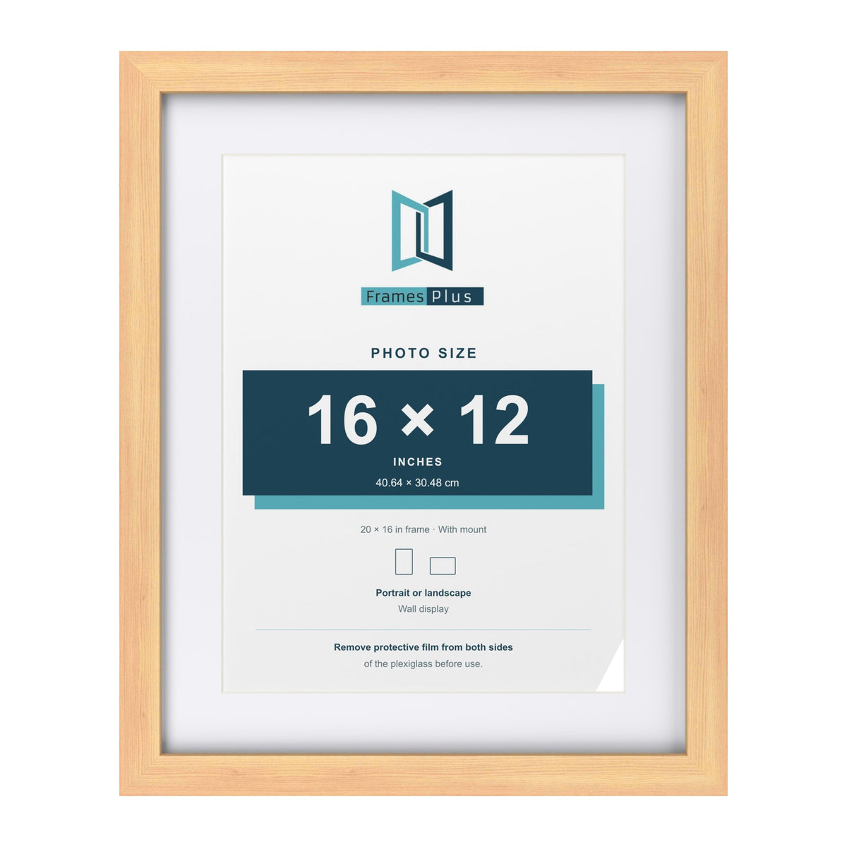 Classic Pine 20 x 16 inch picture frame with a white mount for a 16 x 12 inch photo