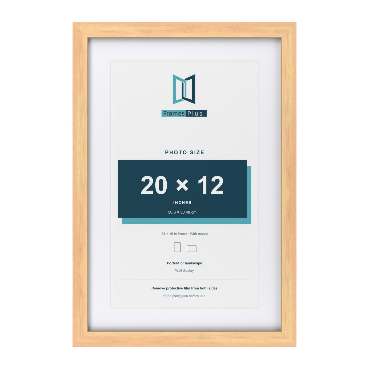 Classic Pine 24 x 16 inch picture frame with a white mount for a 20 x 12 inch photo