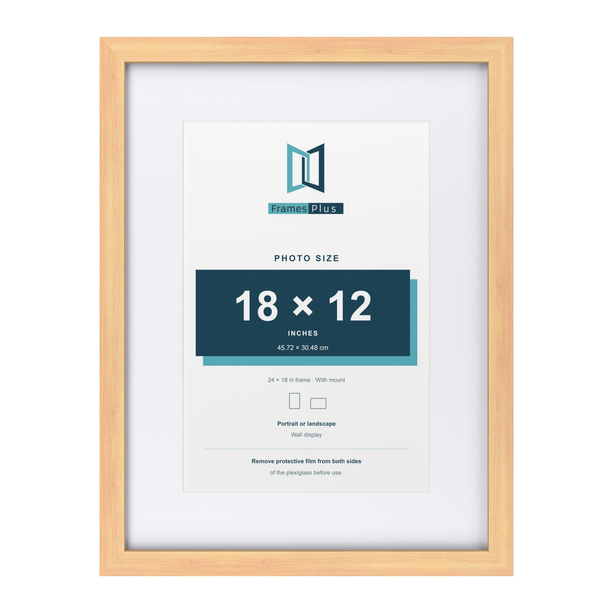 Classic Pine 24 x 18 inch picture frame with a white mount for an 18 x 12 inch photo