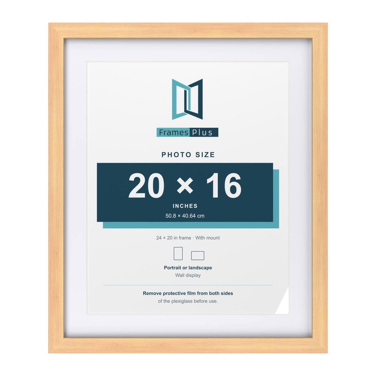 Classic Pine 24 x 20 inch picture frame with a white mount for a 20 x 16 inch photo