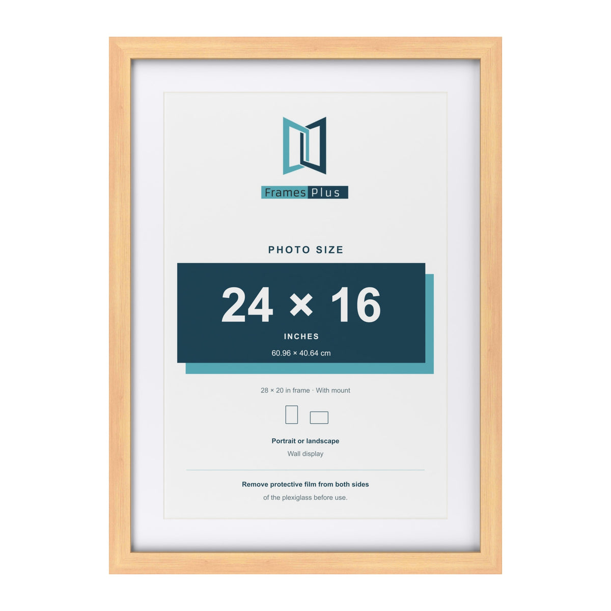 Classic Pine 28 x 20 inch picture frame with a white mount for a 24 x 16 inch photo
