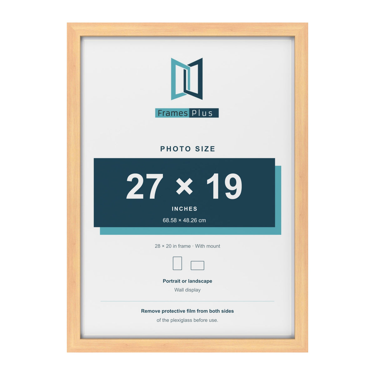 Classic Pine 28 x 20 inch picture frame with a white mount for a 27 x 19 inch photo