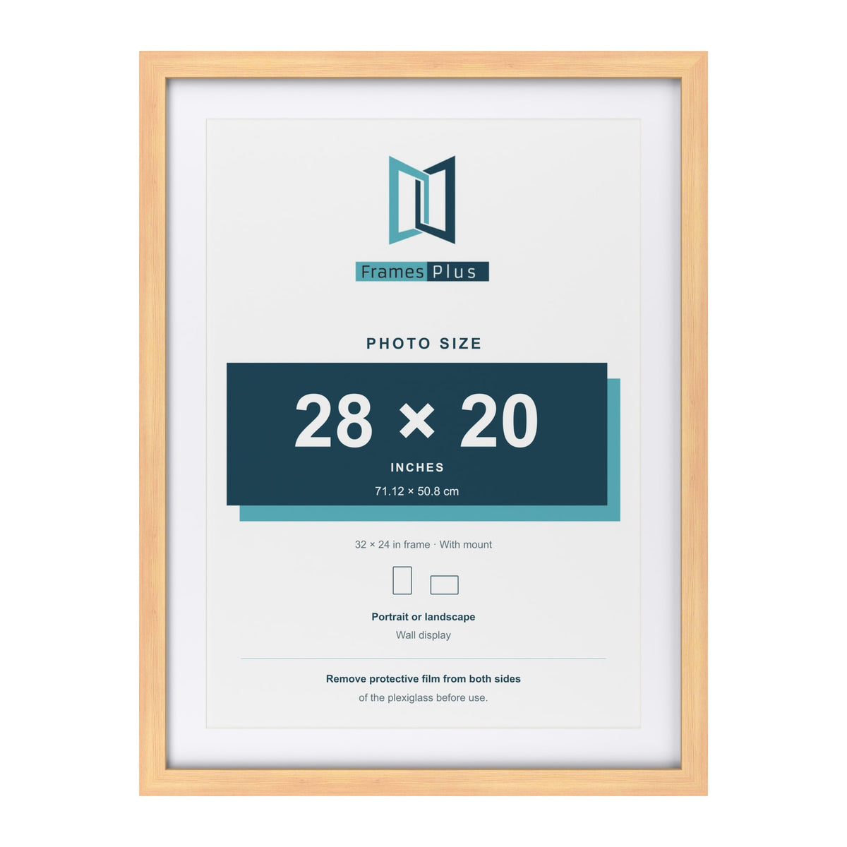 Classic Pine 32 x 24 inch picture frame with a white mount for a 28 x 20 inch photo