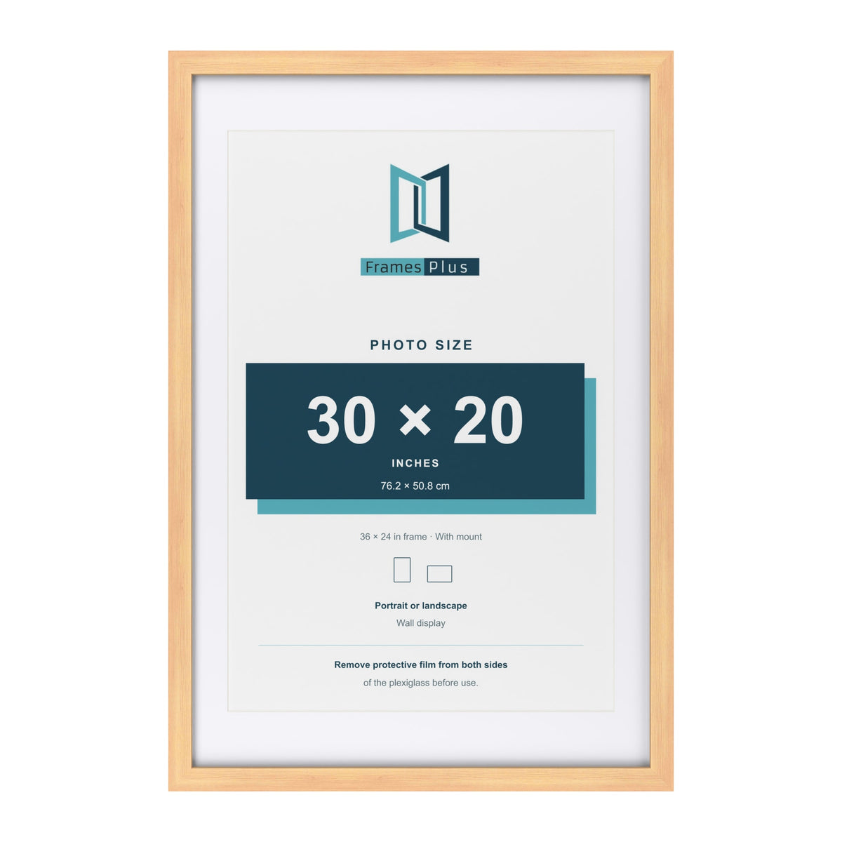 Classic Pine 36 x 24 inch picture frame with a white mount for a 30 x 20 inch photo