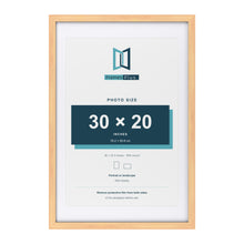 Classic Pine 36 x 24 inch picture frame with a white mount for a 30 x 20 inch photo