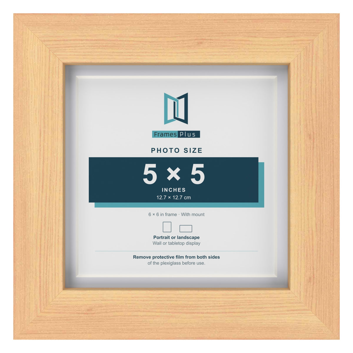 Classic Pine 6 x 6 inch picture frame with a white mount for a 5 x 5 inch photo