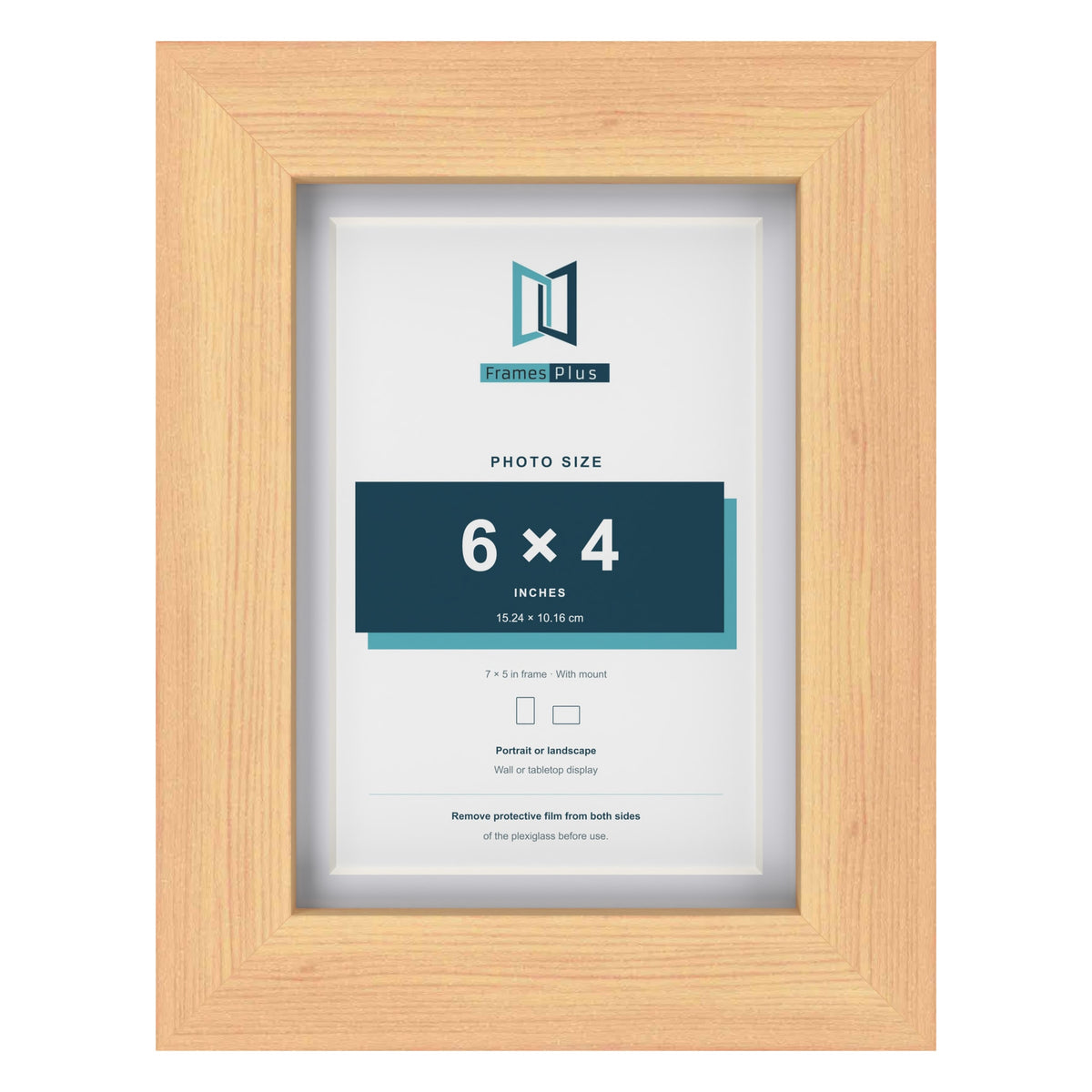 Classic Pine 7 x 5 inch picture frame with a white mount for a 6 x 4 inch photo