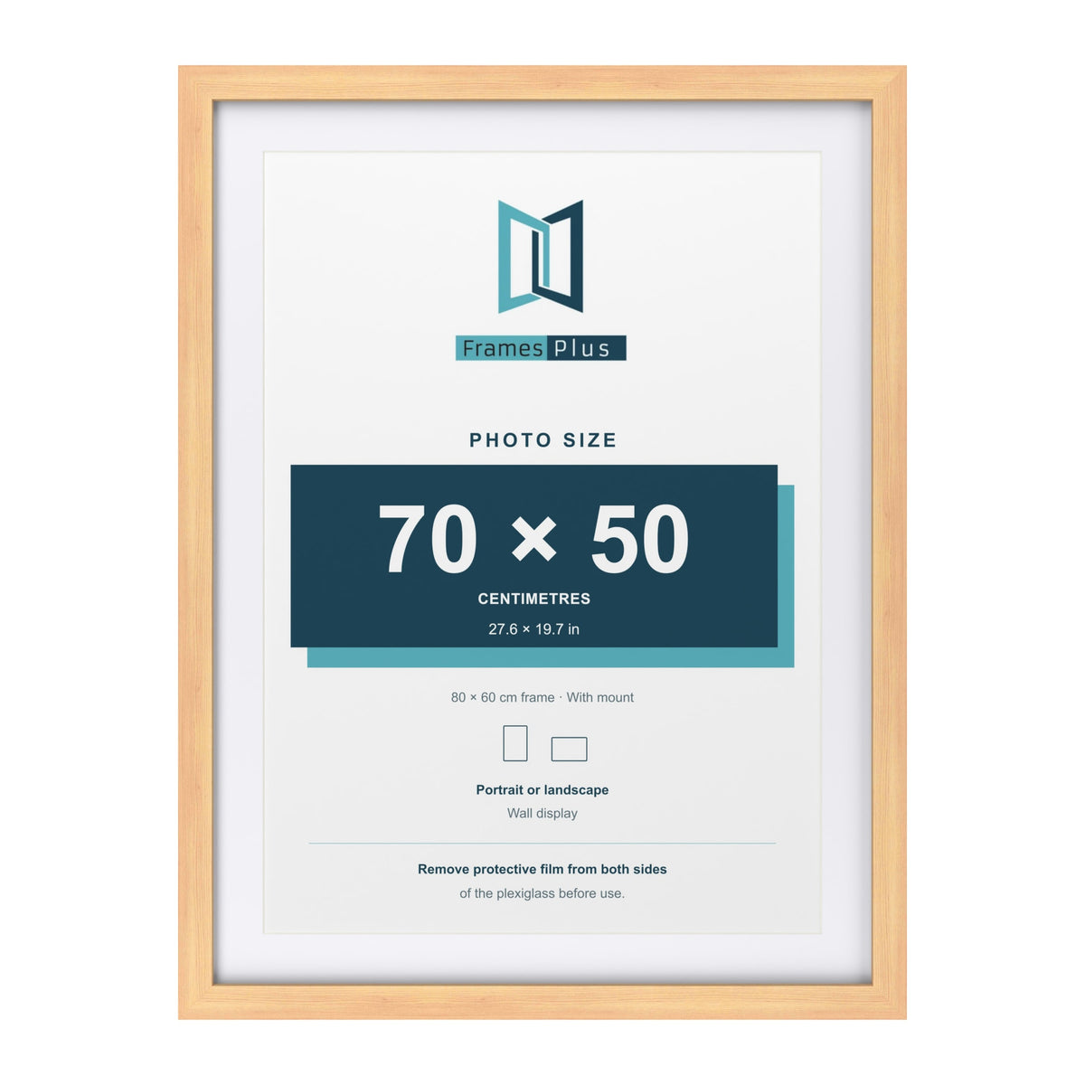 Classic Pine 80 x 60 cm picture frame with a white mount for a 70 x 50 cm photo