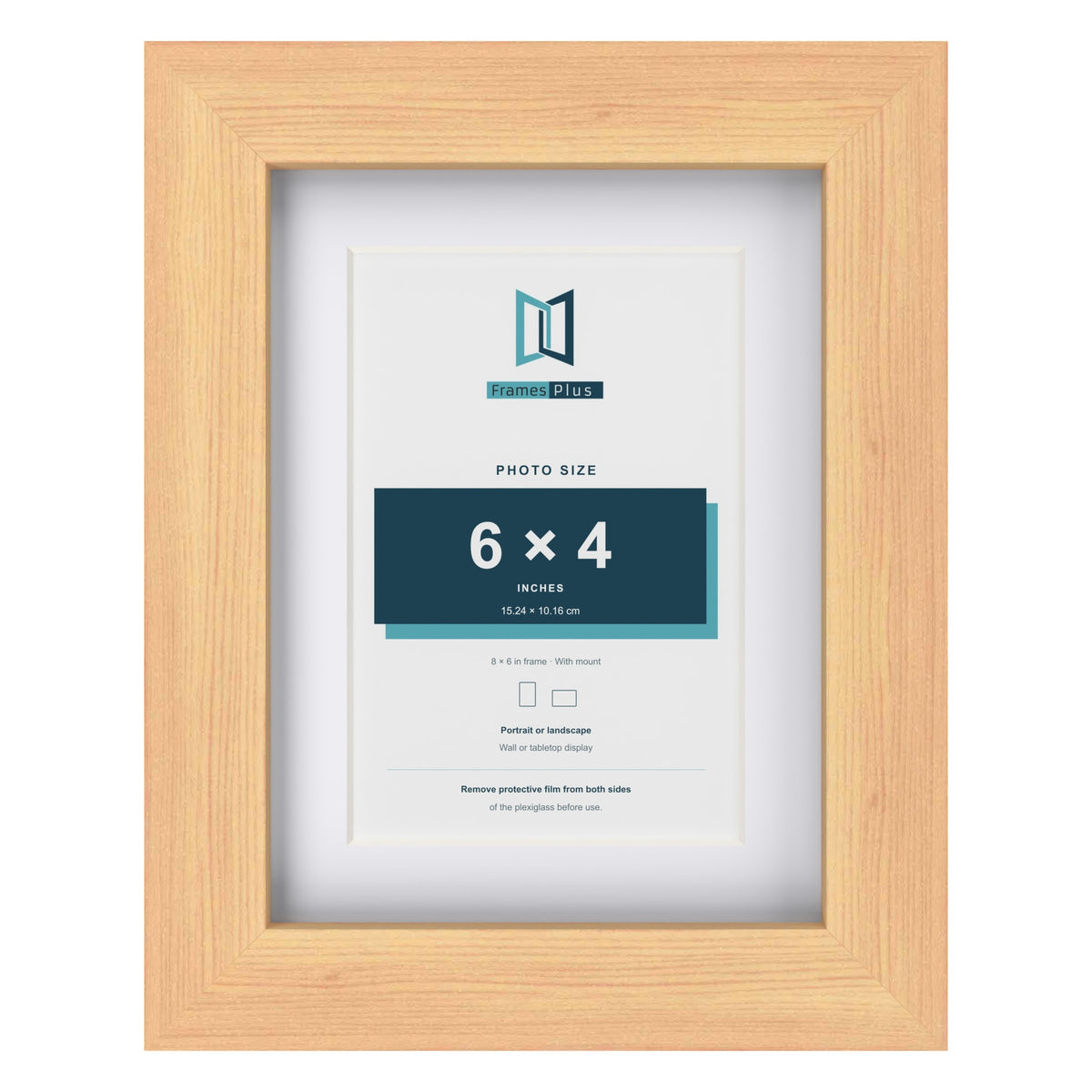Classic Pine 8 x 6 inch picture frame with a white mount for a 6 x 4 inch photo