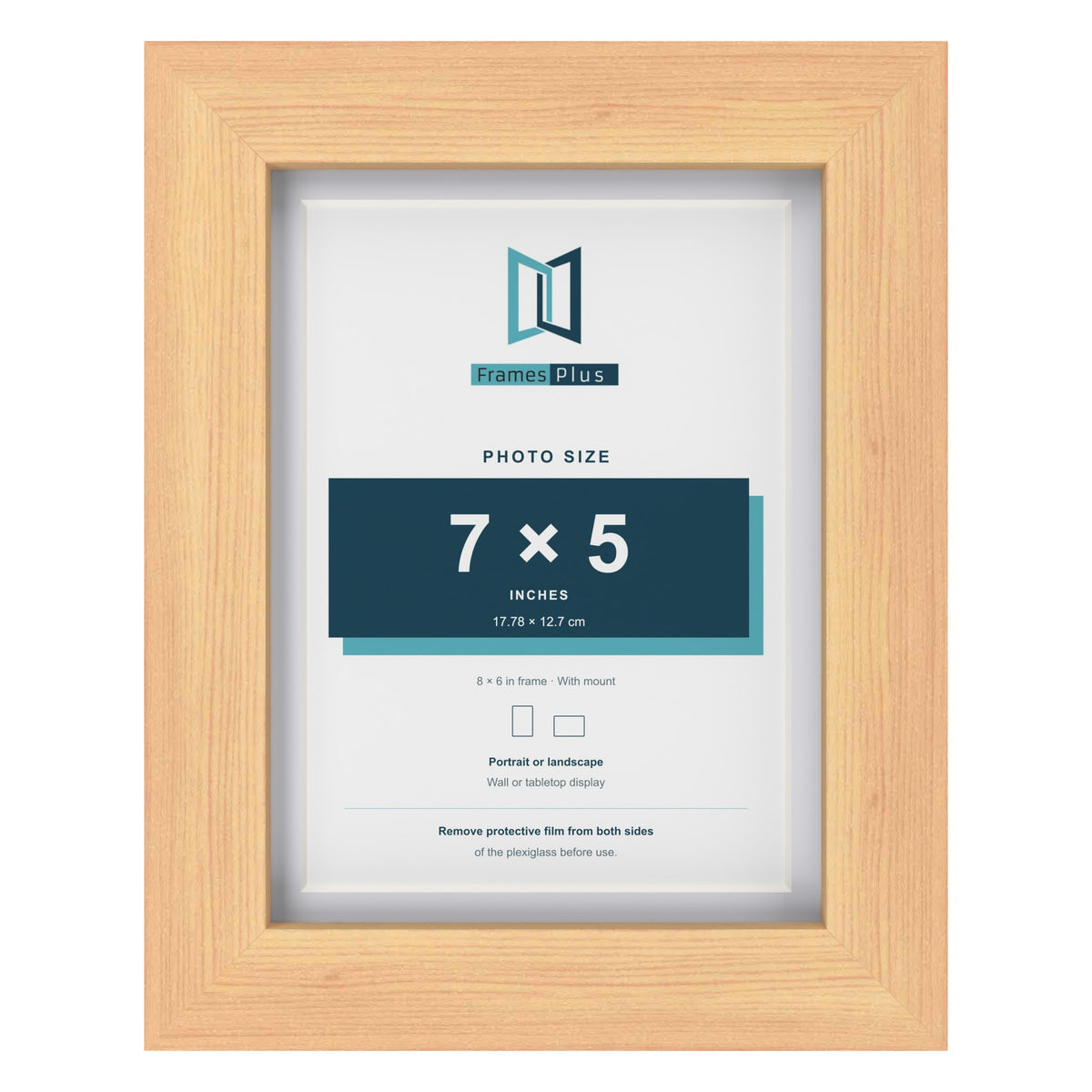 Classic Pine 8 x 6 inch picture frame with a white mount for a 7 x 5 inch photo