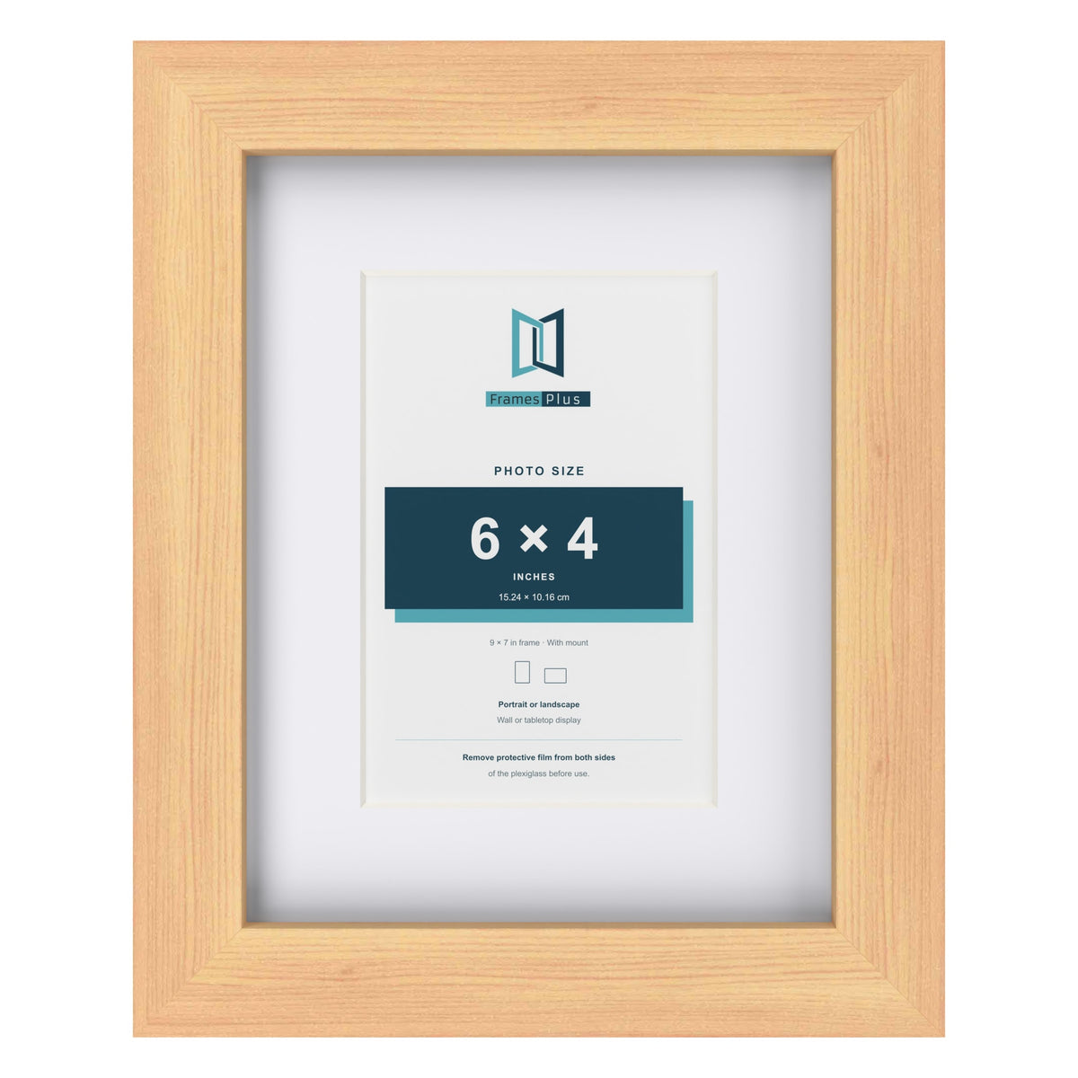 Classic Pine 9 x 7 inch picture frame with a white mount for a 6 x 4 inch photo