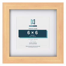 Classic Pine 9 x 9 inch picture frame with a white mount for a 6 x 6 inch photo