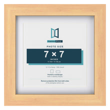 Classic Pine 9 x 9 inch picture frame with a white mount for a 7 x 7 inch photo