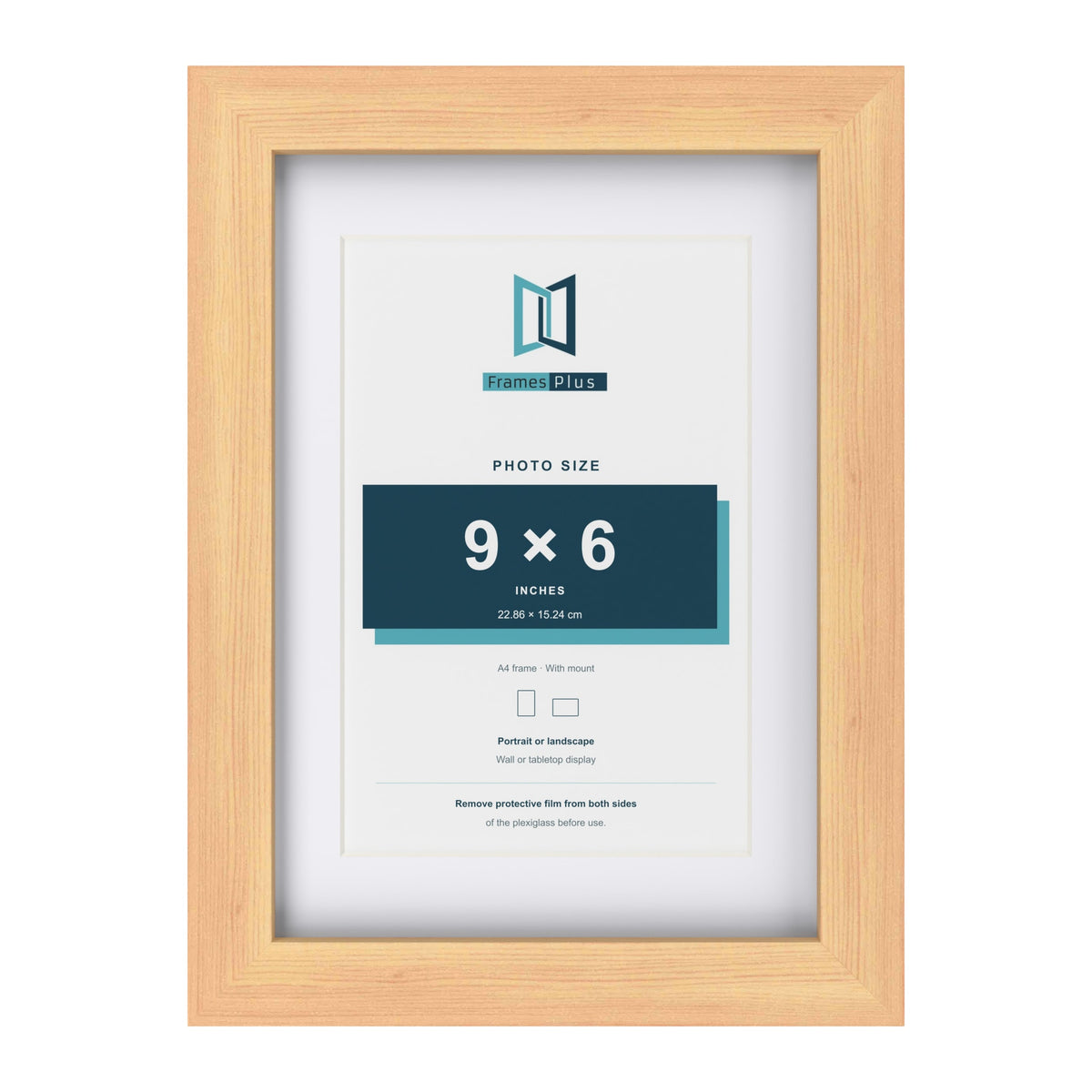 Classic Pine A4 picture frame with a white mount for a 9 x 6 inch photo