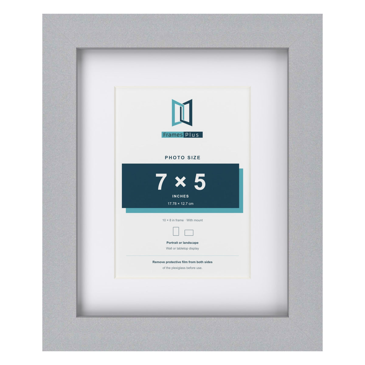 Classic Silver 10 x 8 inch picture frame with a white mount for a 7 x 5 inch photo