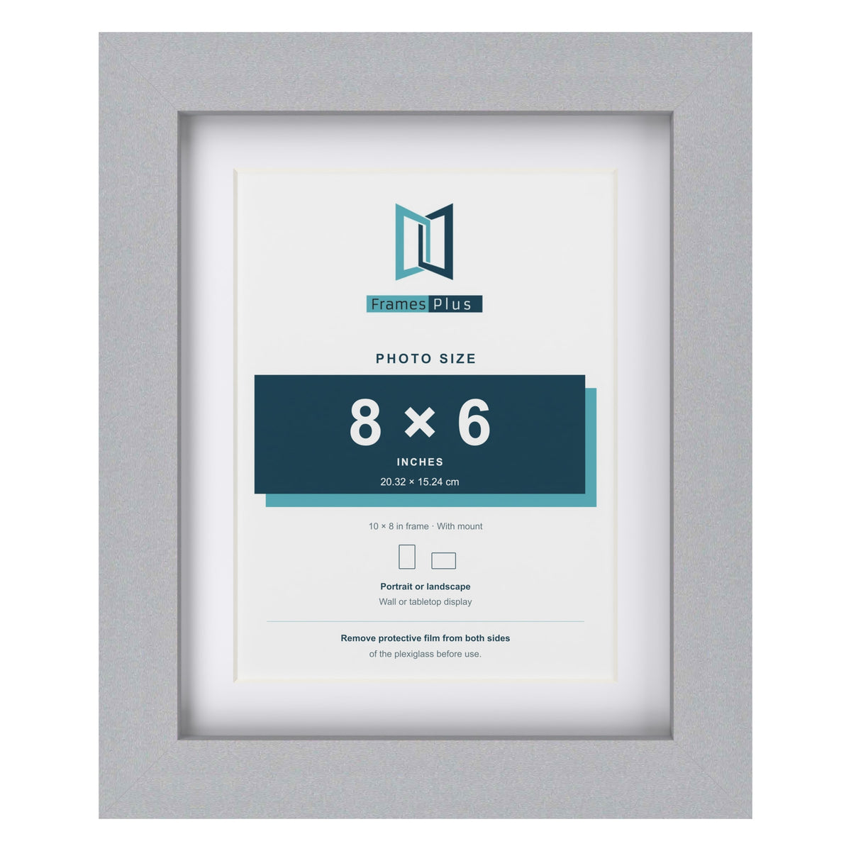 Classic Silver 10 x 8 inch picture frame with a white mount for an 8 x 6 inch photo