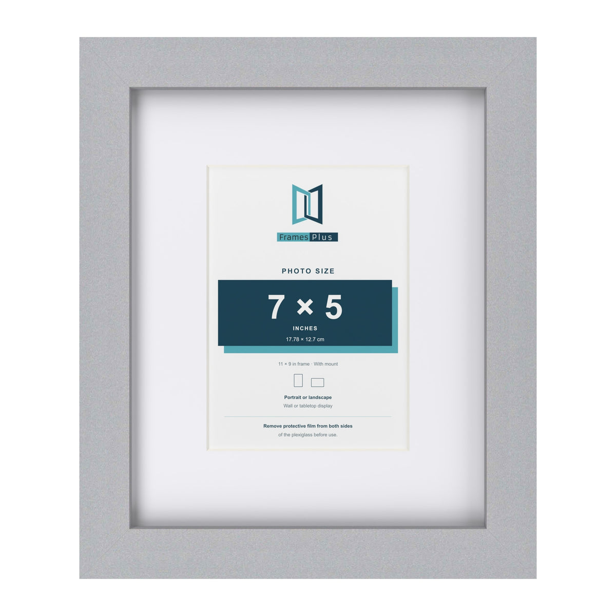 Classic Silver 11 x 9 inch picture frame with a white mount for a 7 x 5 inch photo