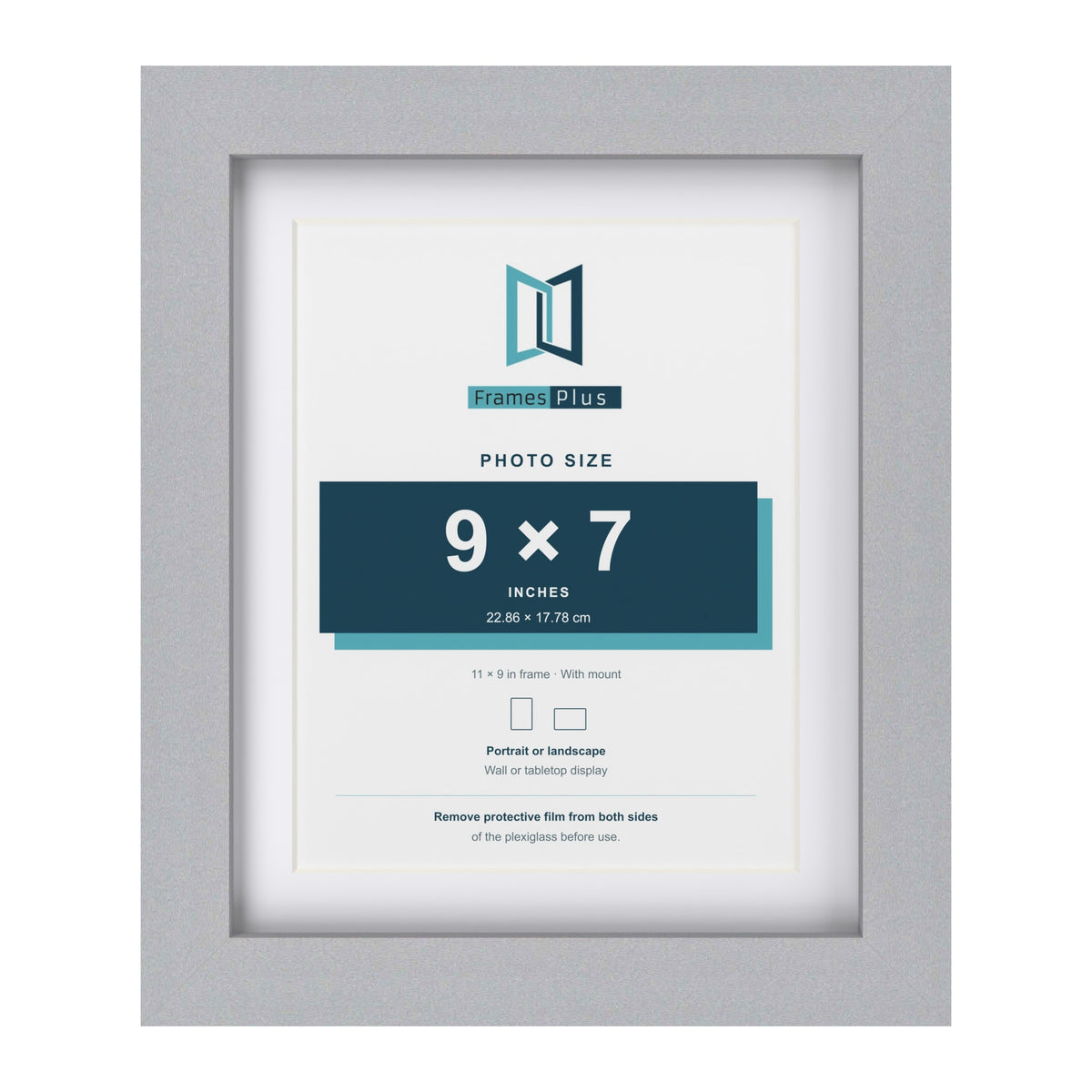 Classic Silver 11 x 9 inch picture frame with a white mount for a 9 x 7 inch photo