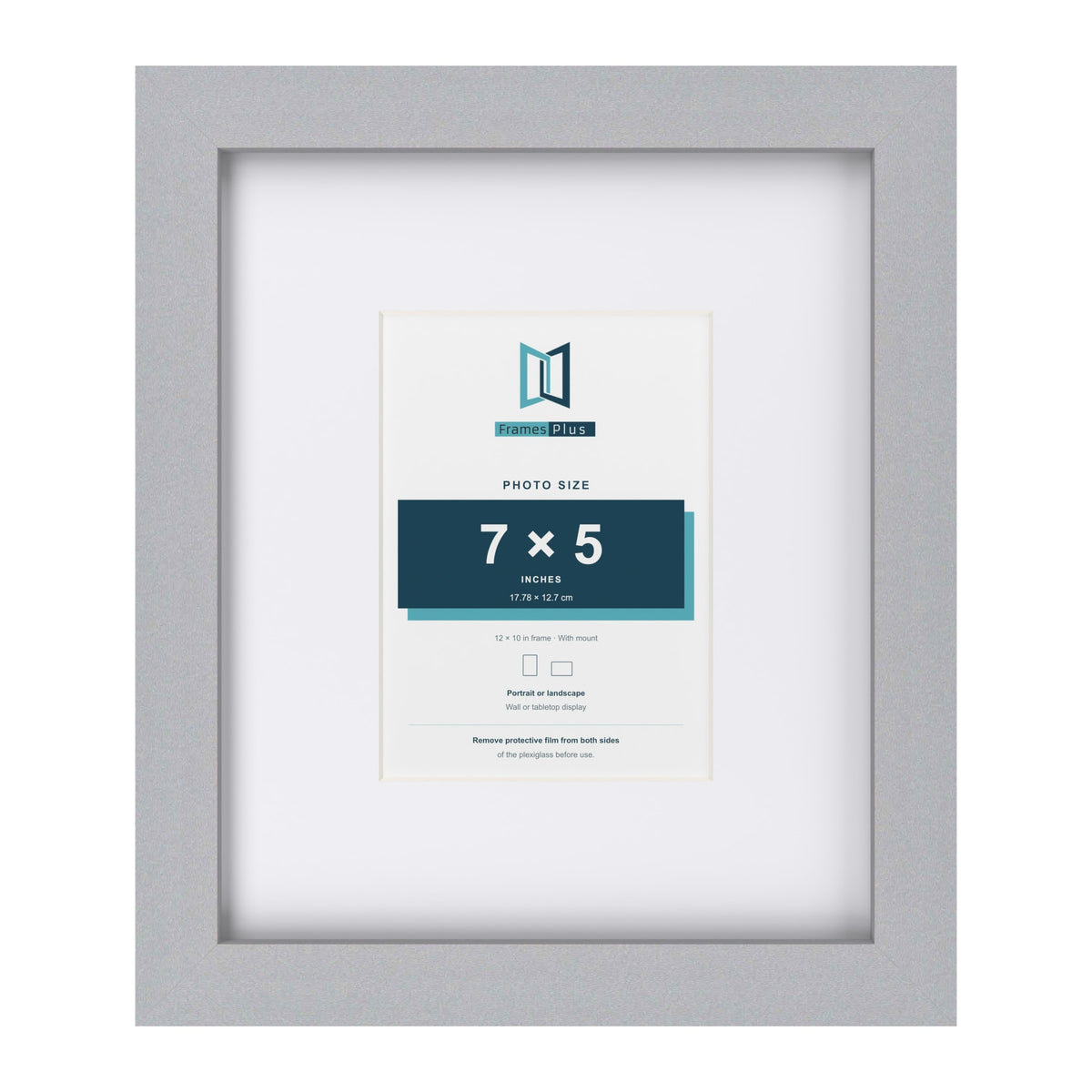 Classic Silver 12 x 10 inch picture frame with a white mount for a 7 x 5 inch photo
