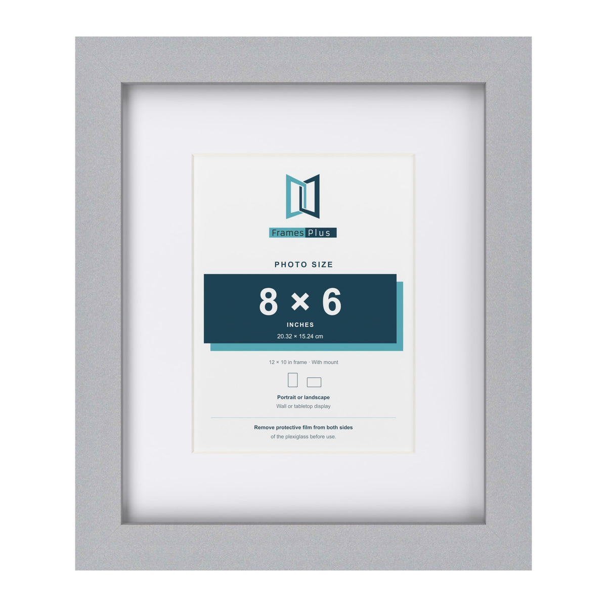 Classic Silver 12 x 10 inch picture frame with a white mount for an 8 x 6 inch photo