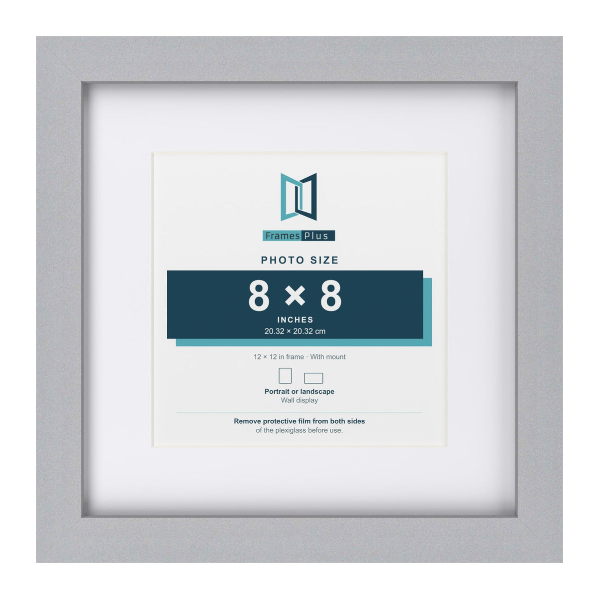 Classic Silver 12 x 12 inch picture frame with a white mount for an 8 x 8 inch photo
