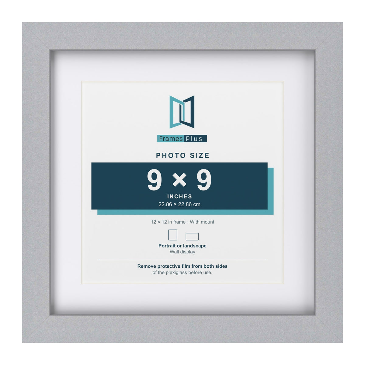 Classic Silver 12 x 12 inch picture frame with a white mount for a 9 x 9 inch photo