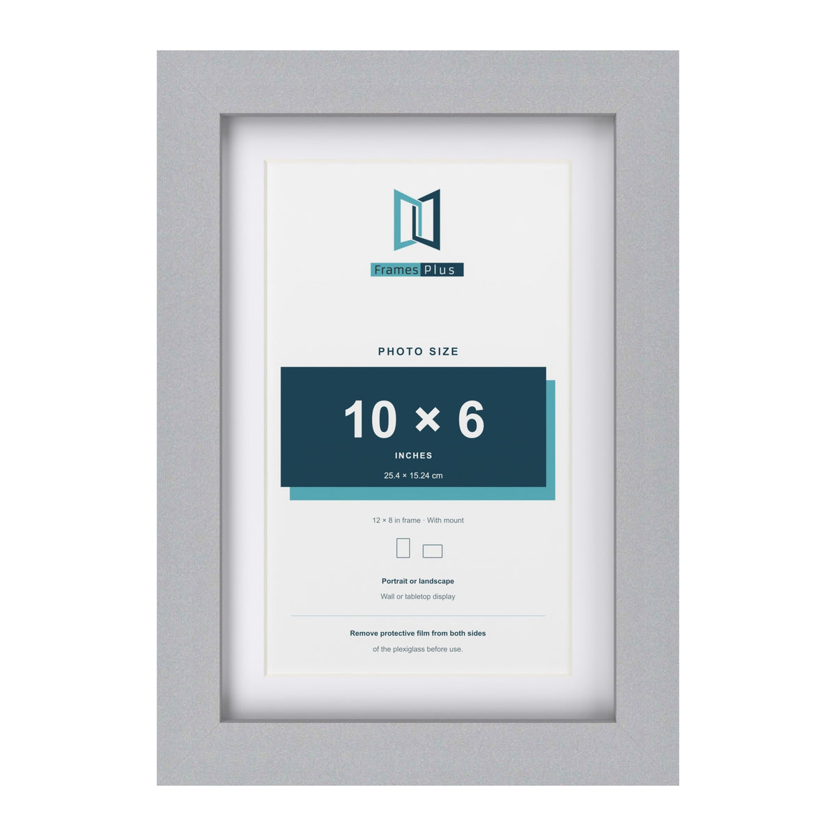 Classic Silver 12 x 8 inch picture frame with a white mount for a 10 x 6 inch photo