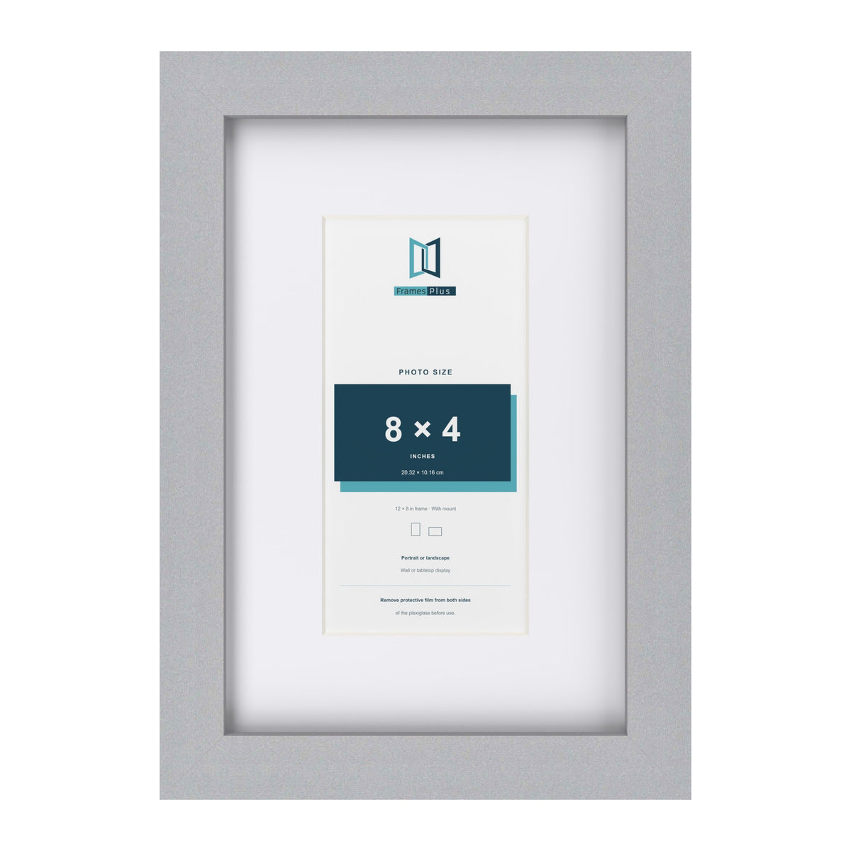 Classic Silver 12 x 8 inch picture frame with a white mount for an 8 x 4 inch photo