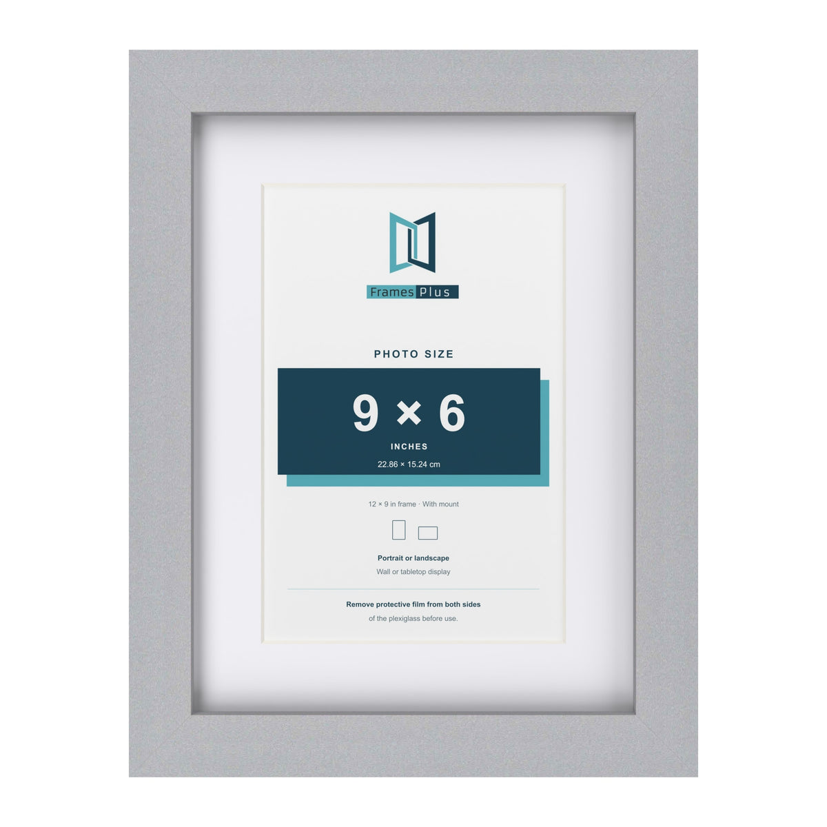 Classic Silver 12 x 9 inch picture frame with a white mount for a 9 x 6 inch photo