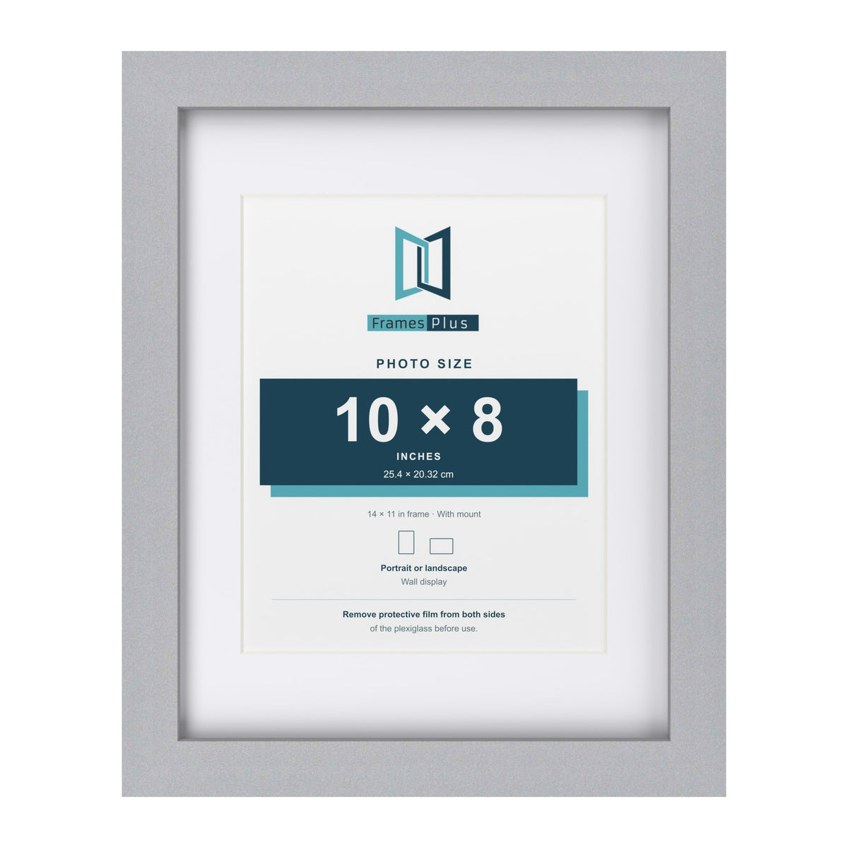 Classic Silver 14 x 11 inch picture frame with a white mount for a 10 x 8 inch photo