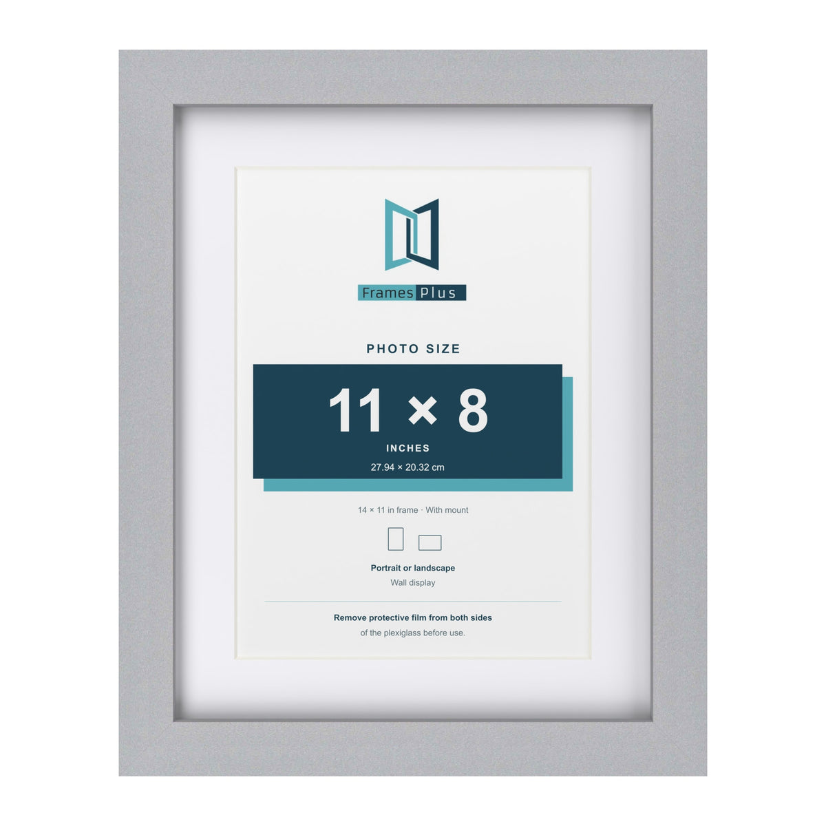 Classic Silver 14 x 11 inch picture frame with a white mount for an 11 x 8 inch photo