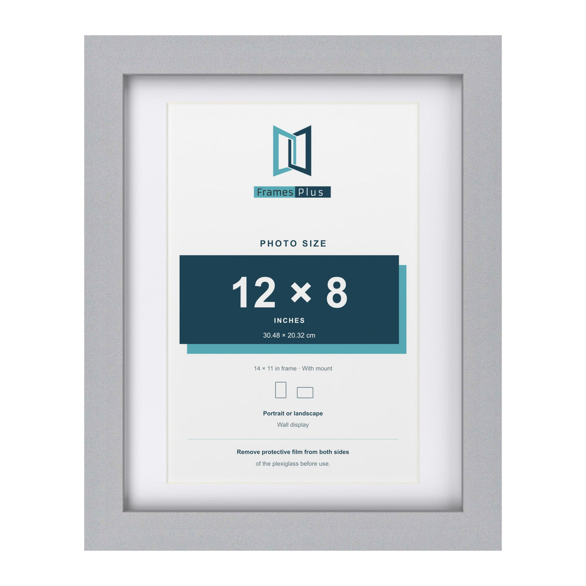 Classic Silver 14 x 11 inch picture frame with a white mount for a 12 x 8 inch photo