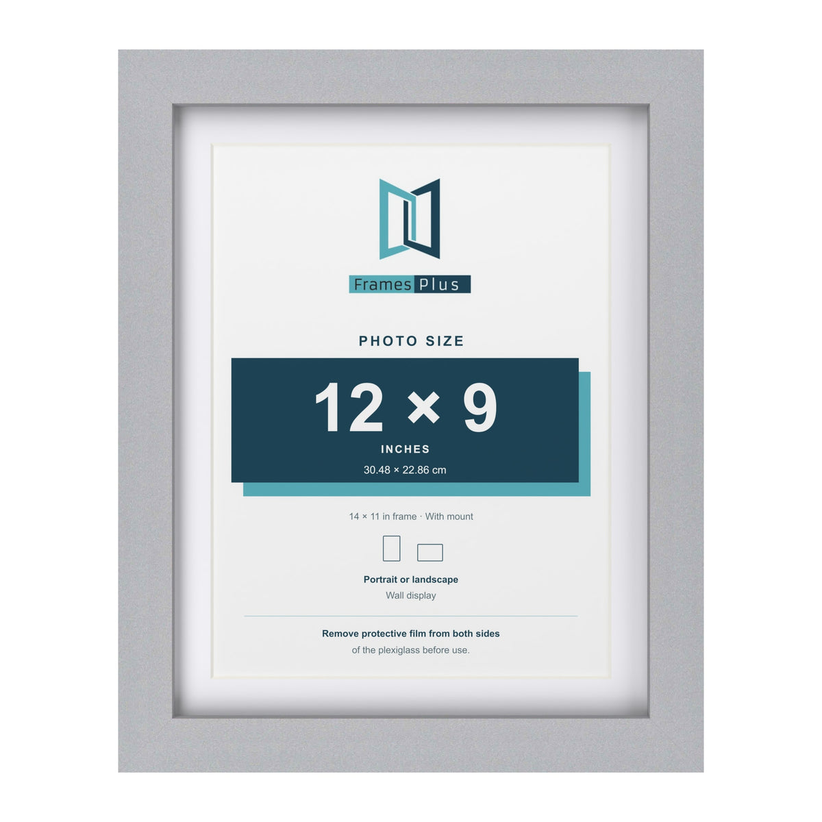 Classic Silver 14 x 11 inch picture frame with a white mount for a 12 x 9 inch photo
