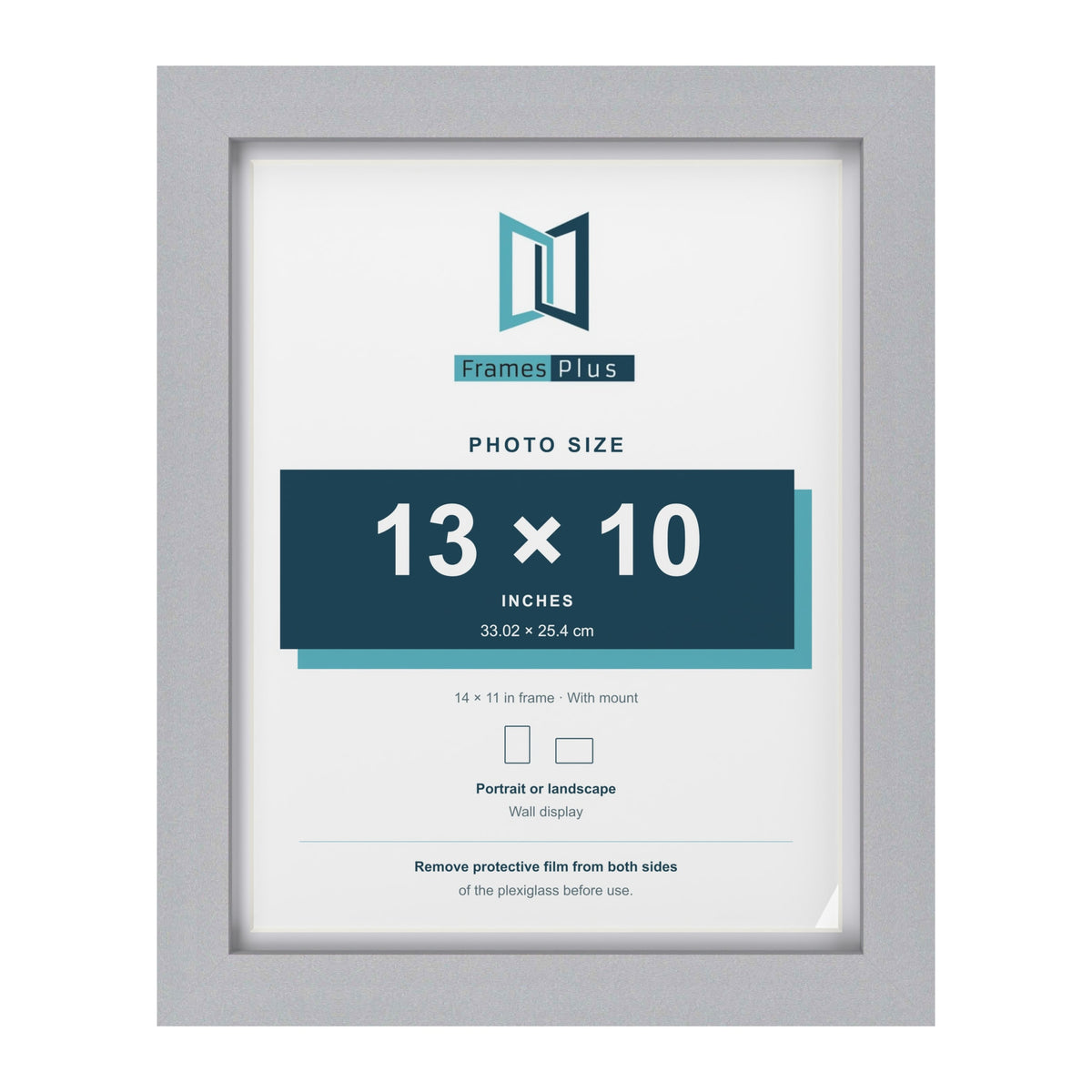 Classic Silver 14 x 11 inch picture frame with a white mount for a 13 x 10 inch photo