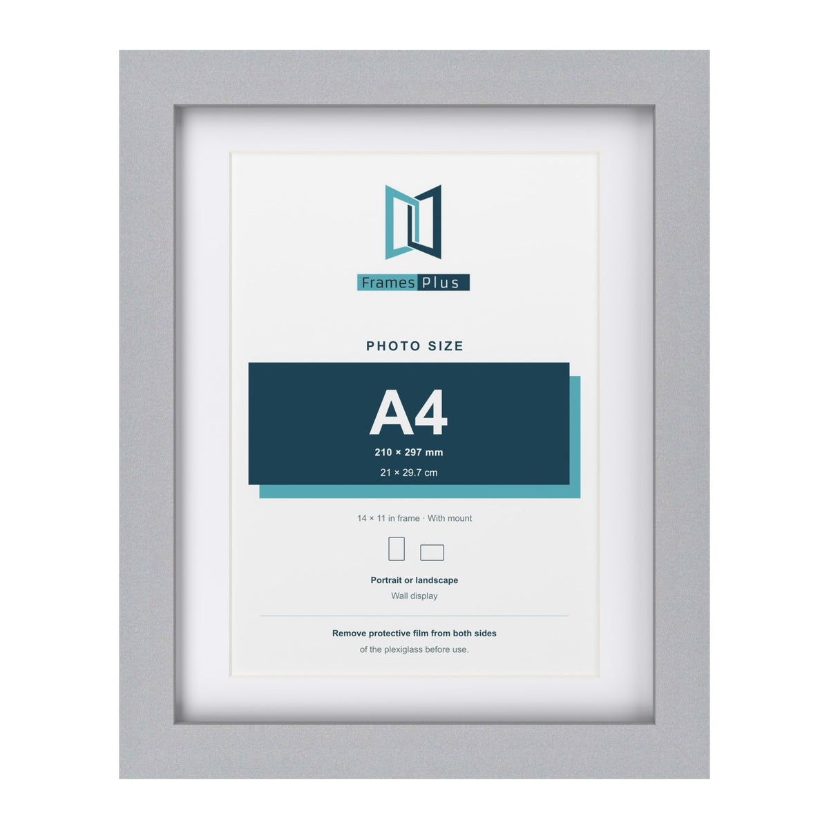 Classic Silver 14 x 11 inch picture frame with a white mount for an A4 photo