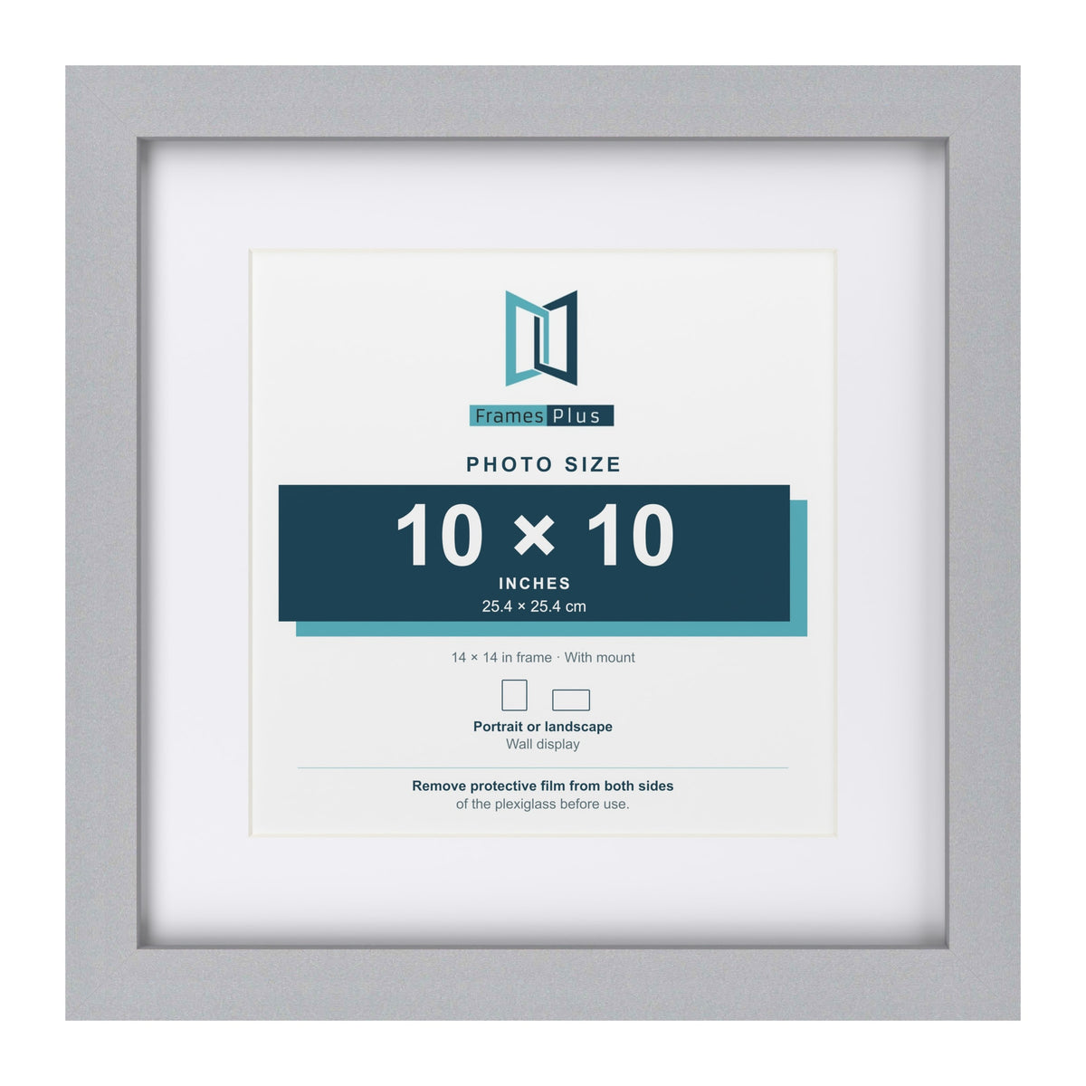 Classic Silver 14 x 14 inch picture frame with a white mount for a 10 x 10 inch photo