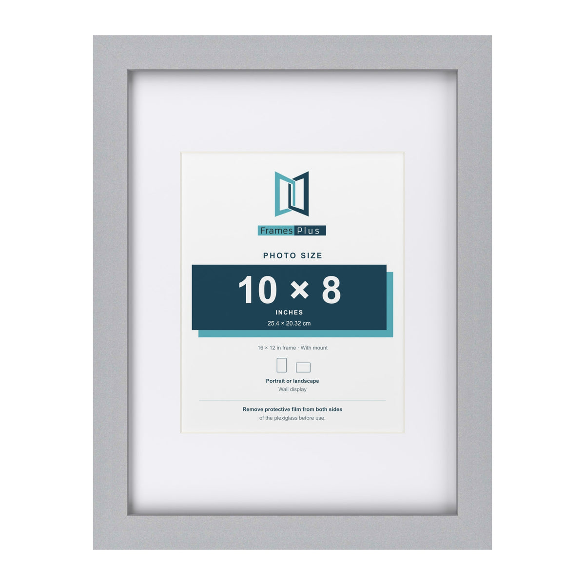Classic Silver 16 x 12 inch picture frame with a white mount for a 10 x 8 inch photo