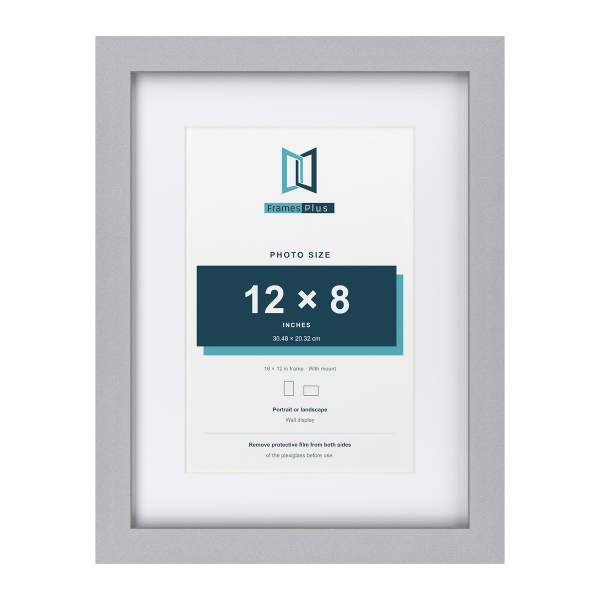 Classic Silver 16 x 12 inch picture frame with a white mount for a 12 x 8 inch photo