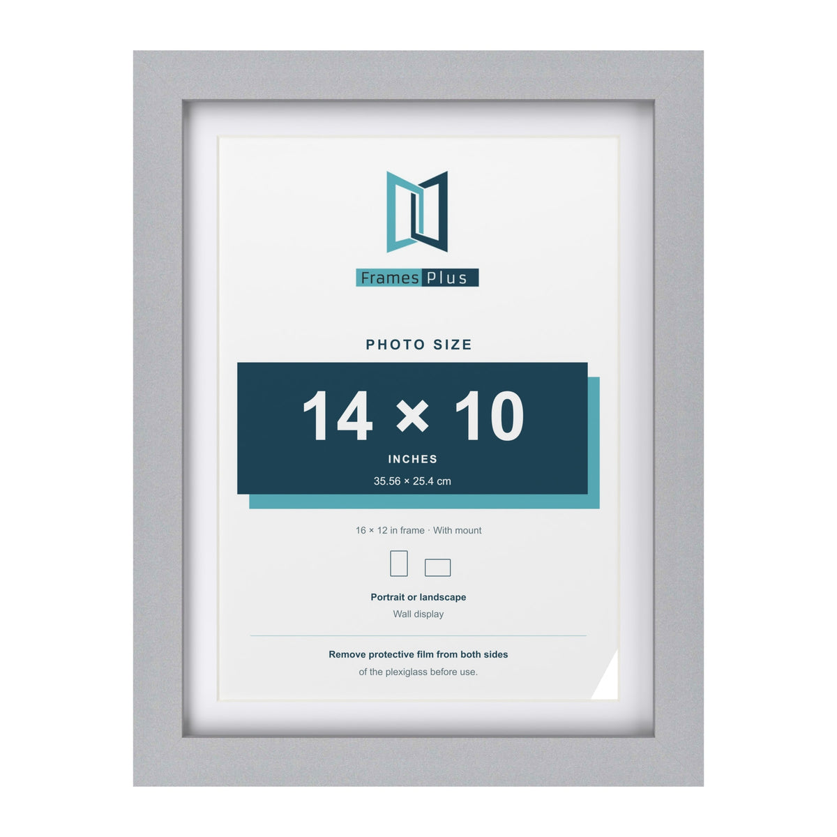 Classic Silver 16 x 12 inch picture frame with a white mount for a 14 x 10 inch photo