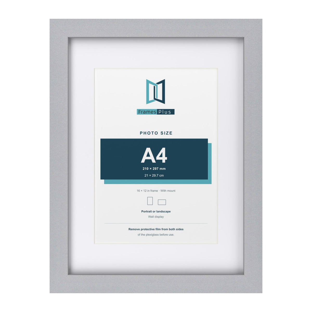 Classic Silver 16 x 12 inch picture frame with a white mount for an A4 photo