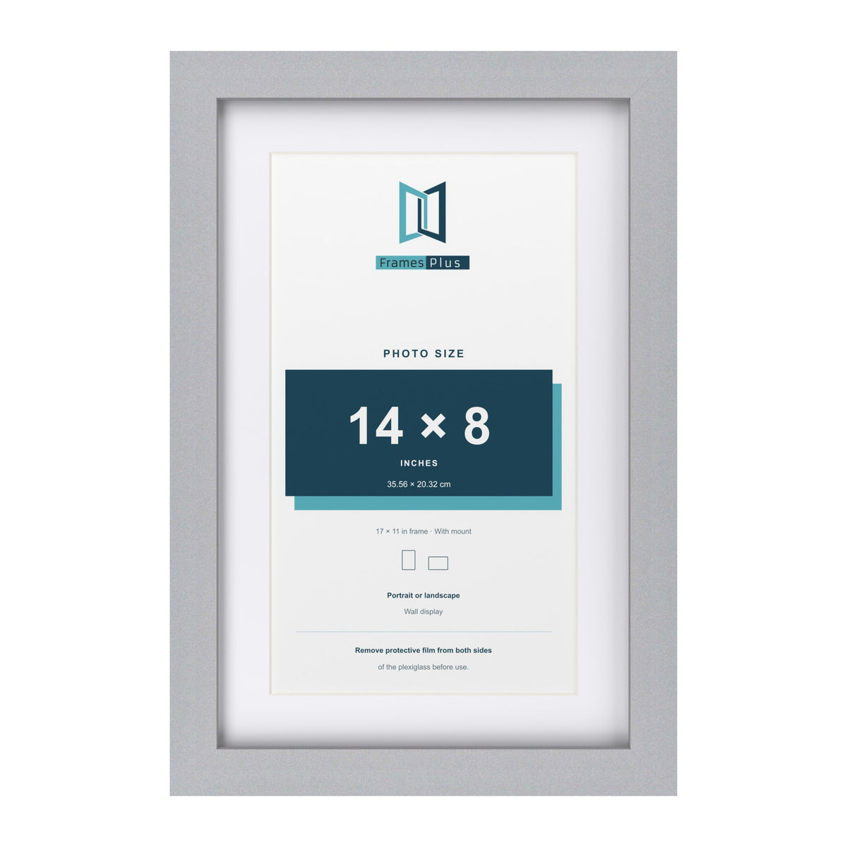 Classic Silver 17 x 11 inch picture frame with a white mount for a 14 x 8 inch photo