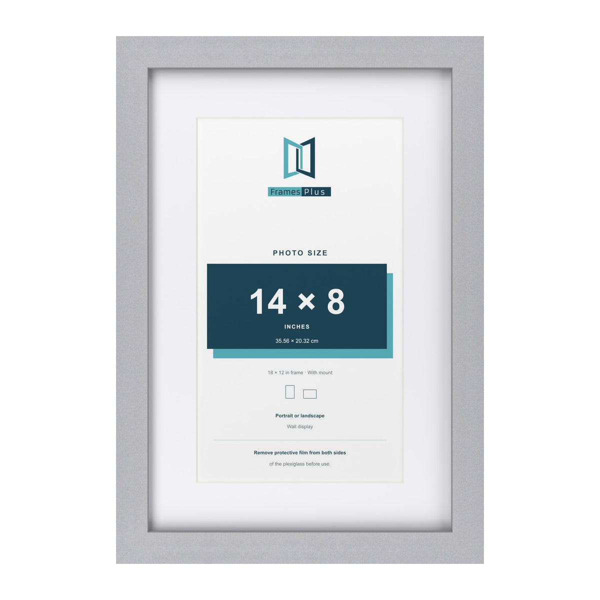 Classic Silver 18 x 12 inch picture frame with a white mount for a 14 x 8 inch photo