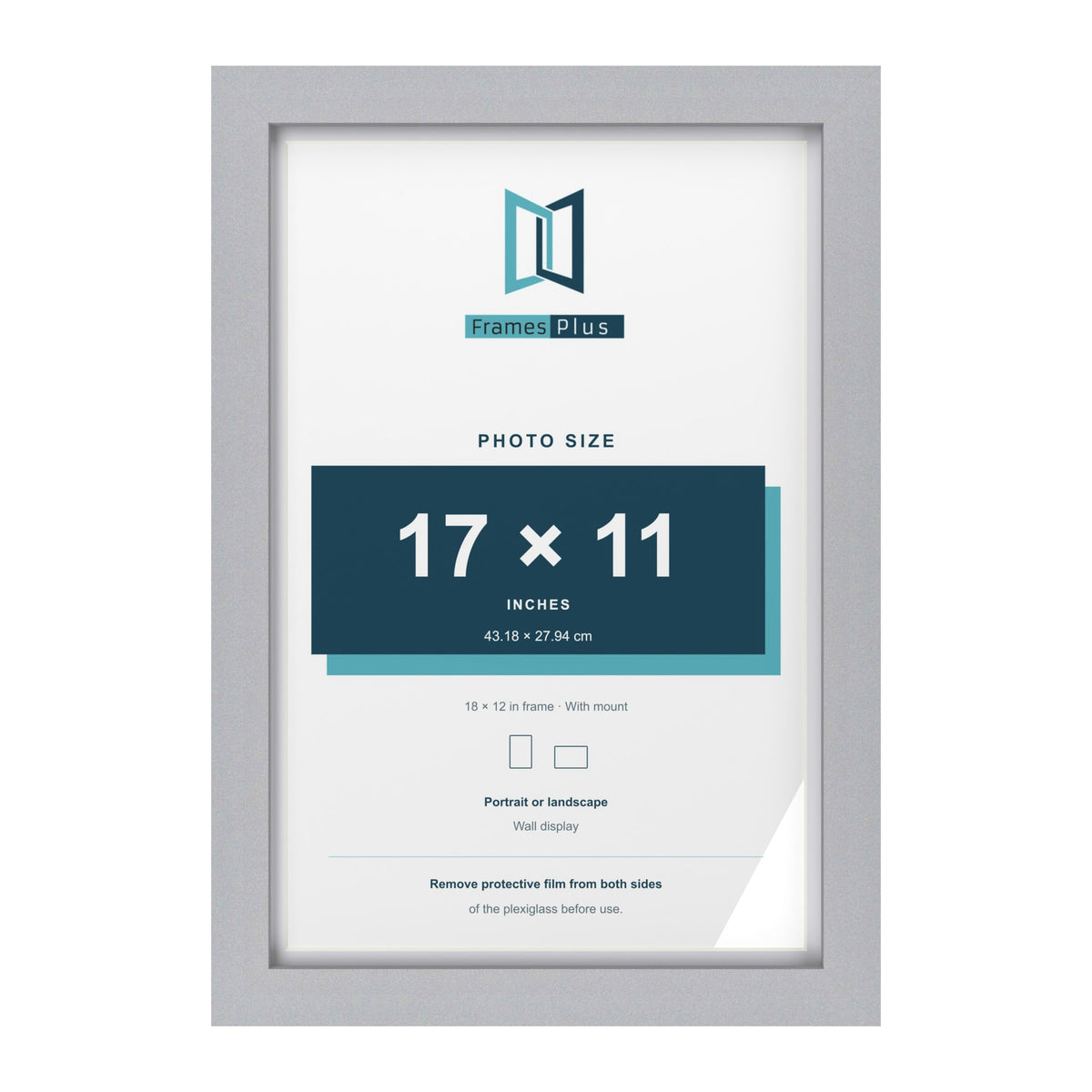 Classic Silver 18 x 12 inch picture frame with a white mount for a 17 x 11 inch photo