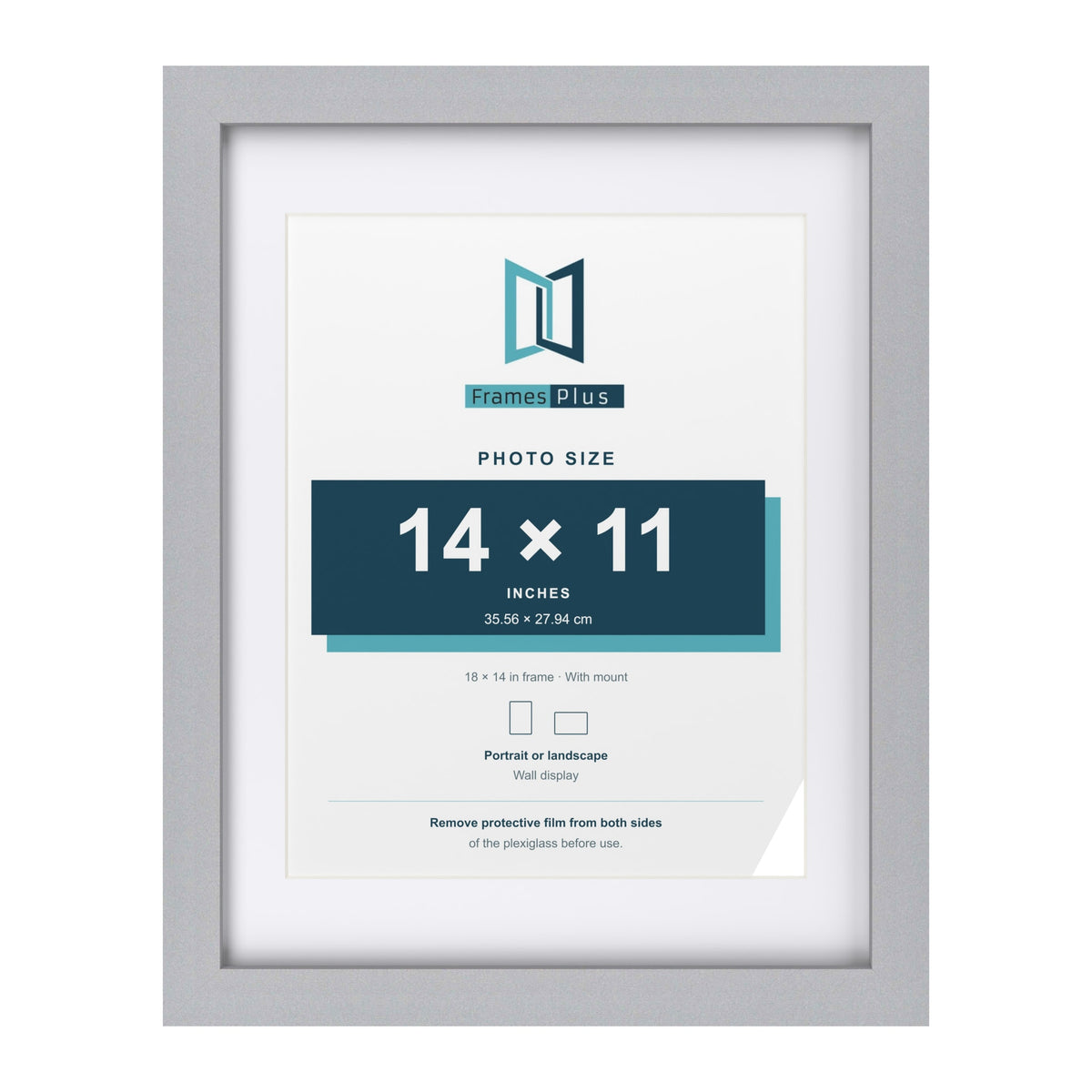 Classic Silver 18 x 14 inch picture frame with a white mount for a 14 x 11 inch photo