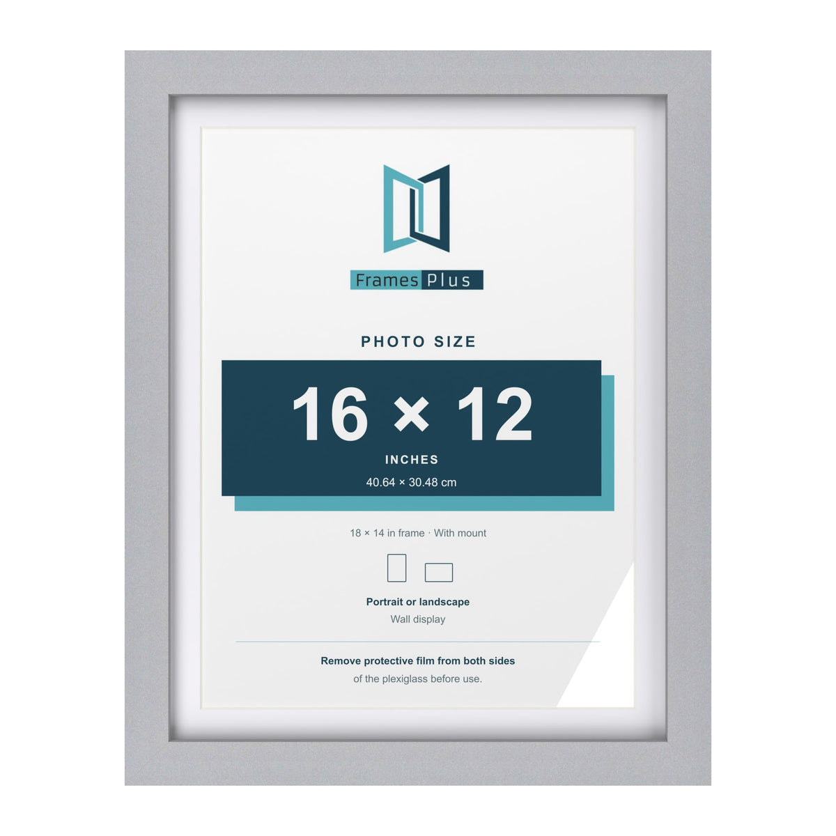 Classic Silver 18 x 14 inch picture frame with a white mount for a 16 x 12 inch photo
