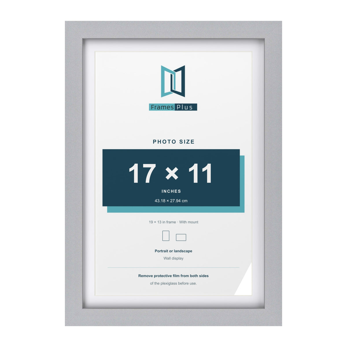 Classic Silver 19 x 13 inch picture frame with a white mount for a 17 x 11 inch photo