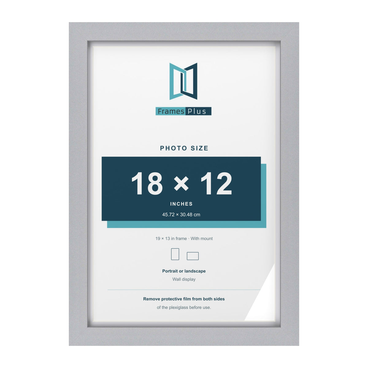 Classic Silver 19 x 13 inch picture frame with a white mount for an 18 x 12 inch photo