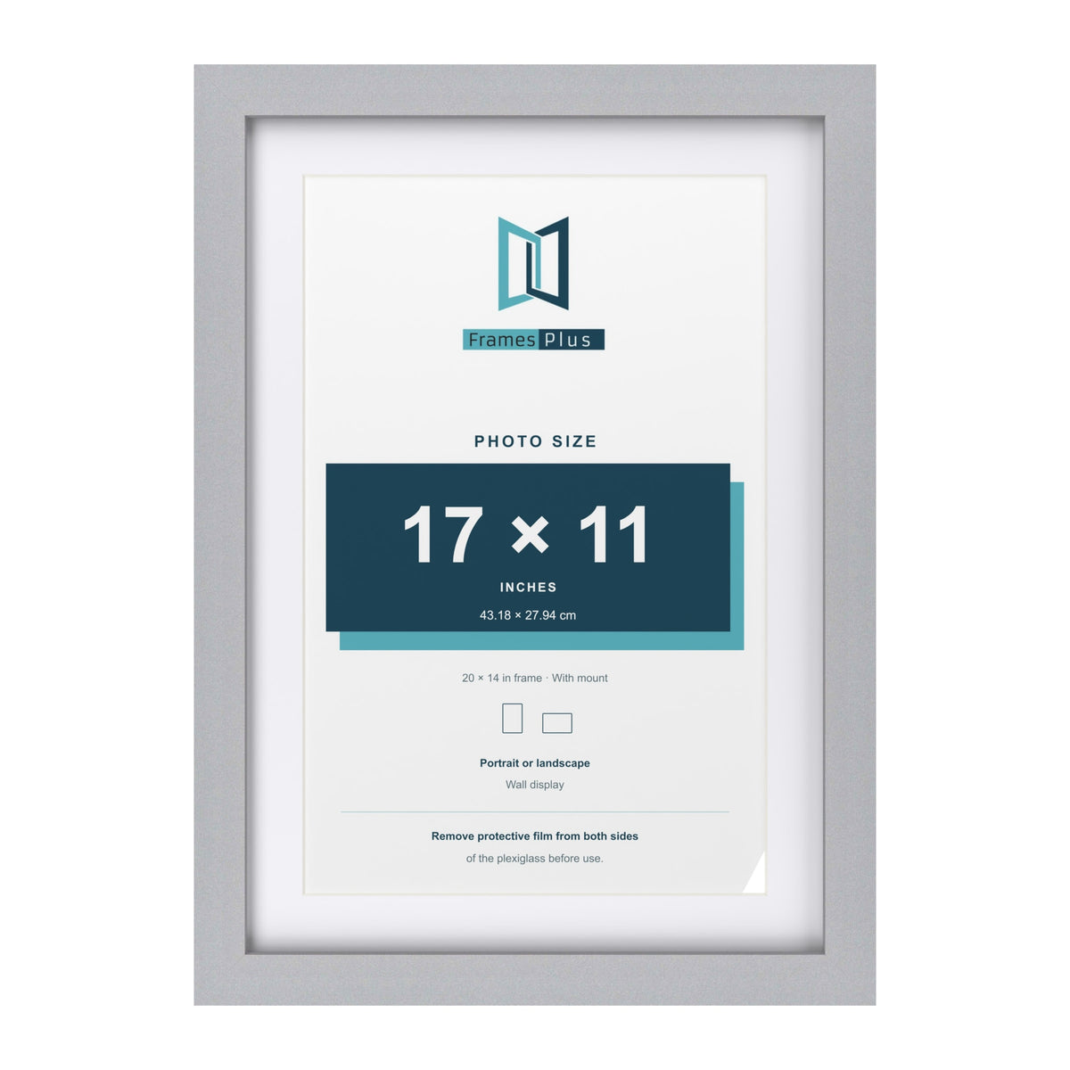 Classic Silver 20 x 14 inch picture frame with a white mount for a 17 x 11 inch photo