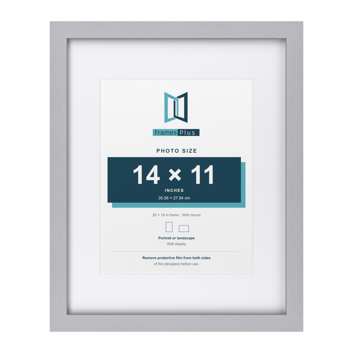 Classic Silver 20 x 16 inch picture frame with a white mount for a 14 x 11 inch photo