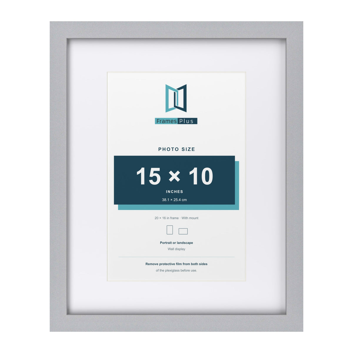 Classic Silver 20 x 16 inch picture frame with a white mount for a 15 x 10 inch photo